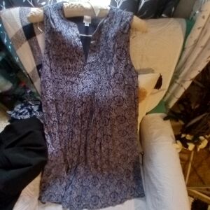 Elegant Sleeveless Blue Patterned Dress